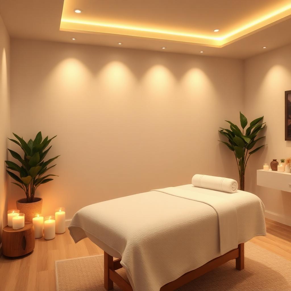 Calm, warmly lit massage room at Grounded With Grace in Orlando, FL